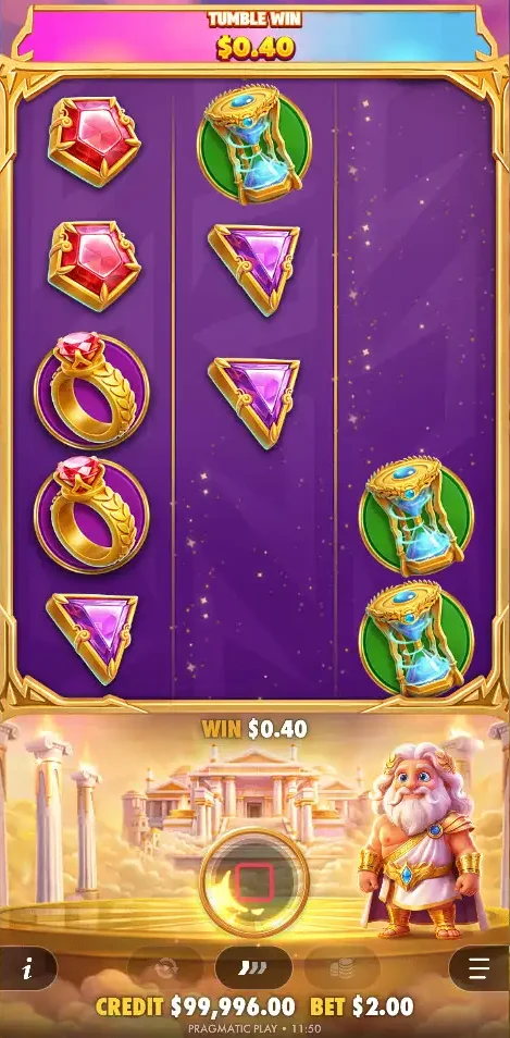 Tumble in progress with the tumble win counter